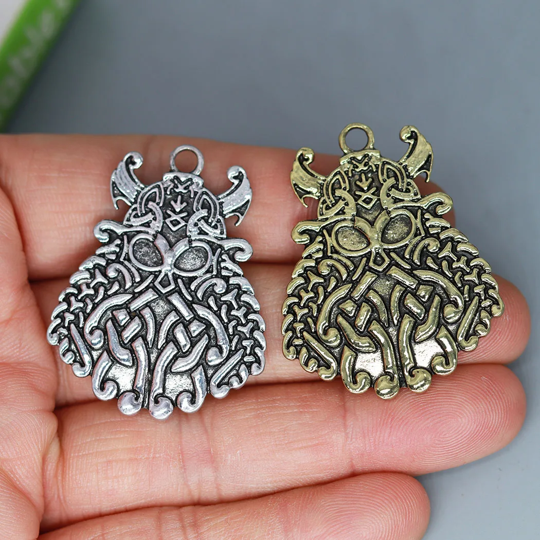 2Pcs/lot Pewter God Odin Viking Warrior Pendant For DIY Jewelry Making Necklace Keychains Men Charms Viking Slavic Crafts