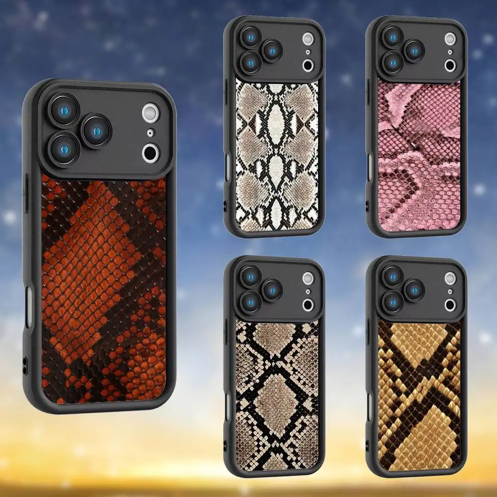 

Snake skin pattern Phone Case For iPhone 17,16,15,14,13,12,Pro,Max,Plus,E,SE4,Air, emery Black Full Coverage TPU