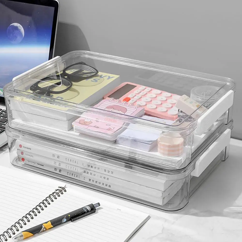 New Transparent Acrylic Desktop Paper Storage Box A4 File Document Exam Paper Organizer Household Dust Proof Card Holder Case