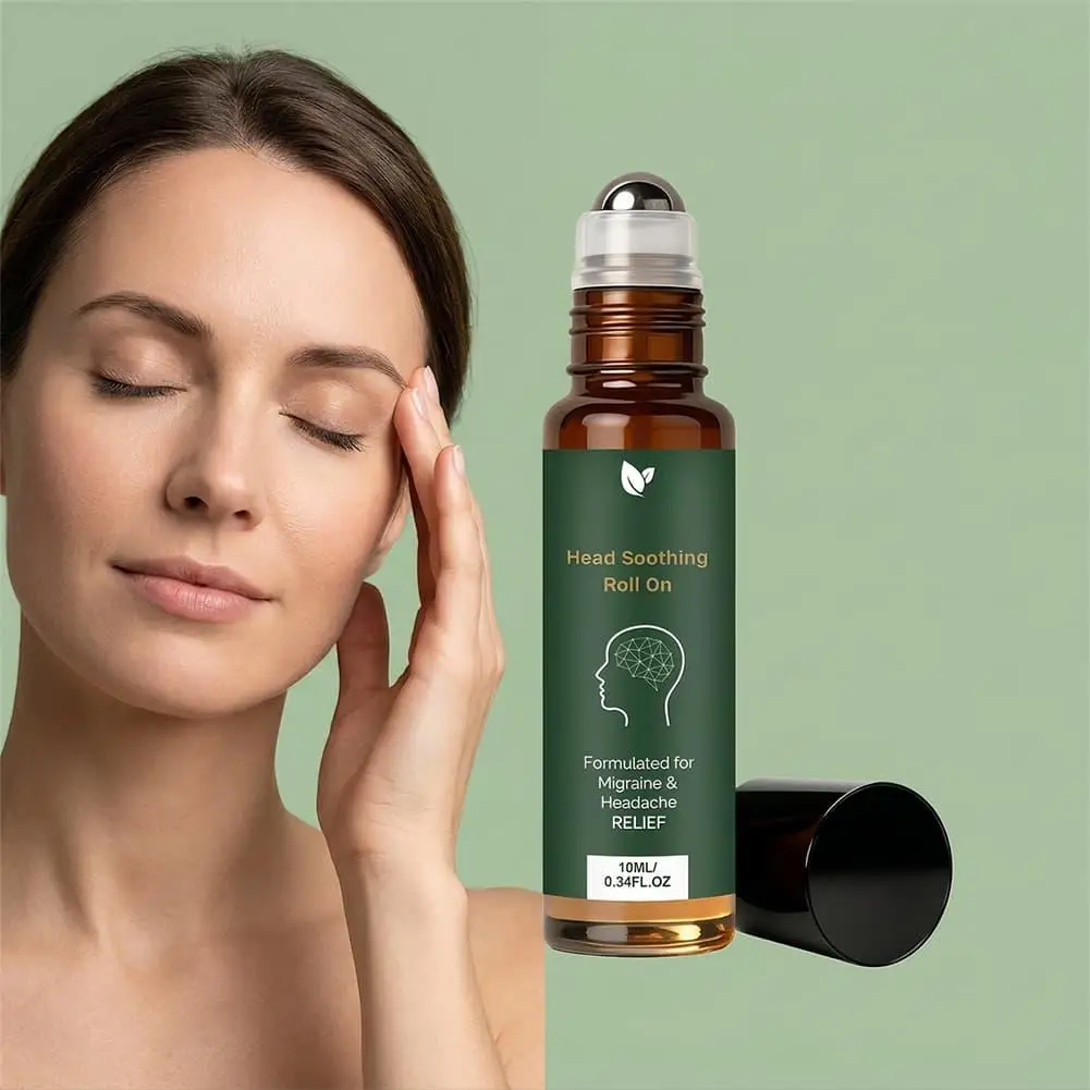 10ml Professional Head Soothing Roll-On Oil  Formulated For Migraine Headache Relief Fresh Mint Portable Herbal Scalp Care Ball
