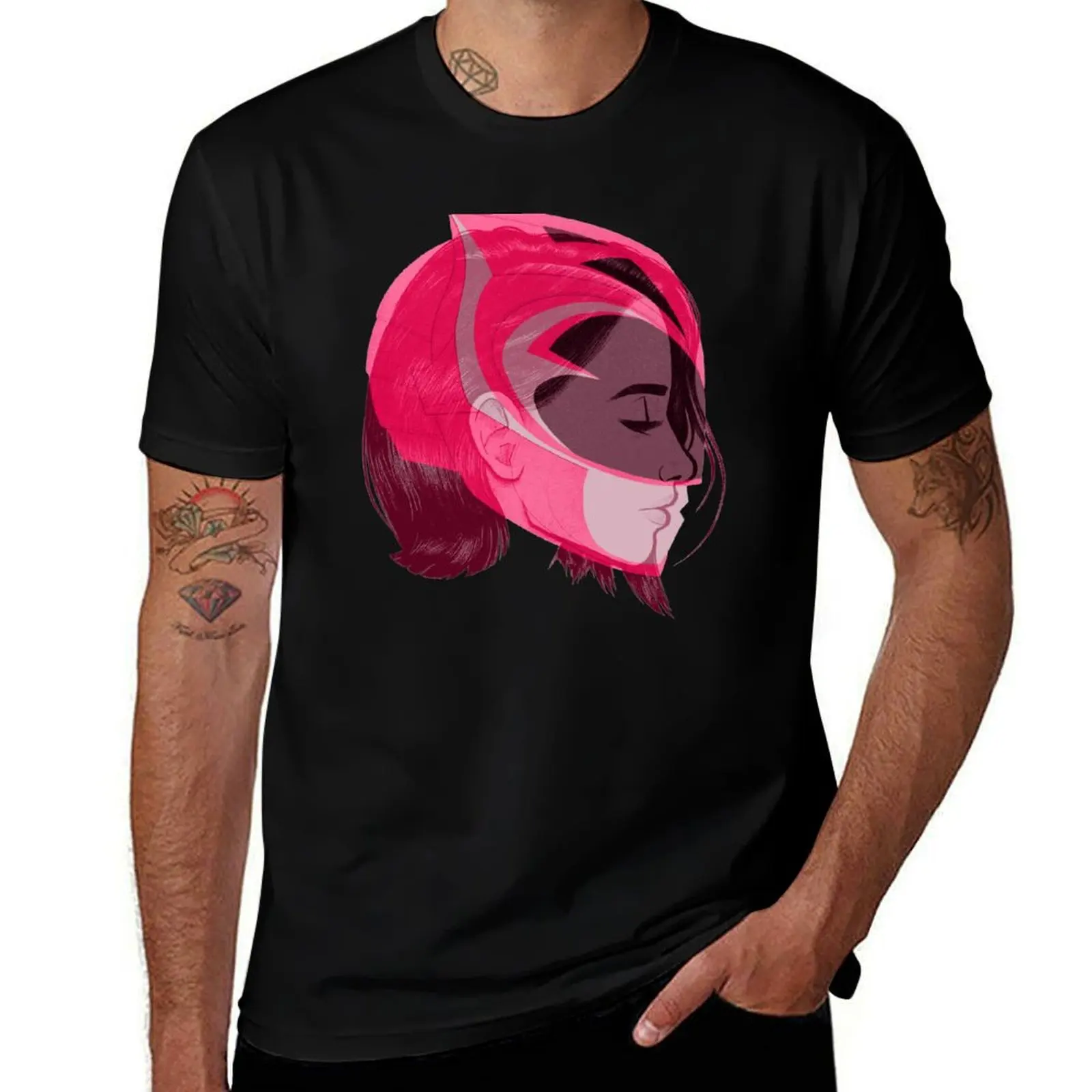 

Pink Ranger Helmet T-Shirt Cool Feeling Summer Tee Shirt
