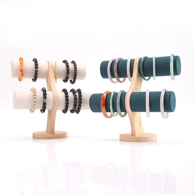 

Bamboo Detachable Jewelry Bracelet Display Watch Bangle Storage Stand Holder Rack T-Bar Organizer