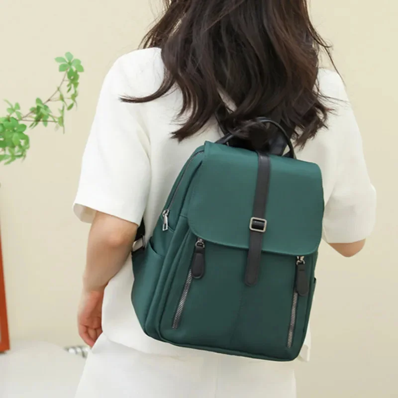 Bolsa escolar simples grande capacidade para estudantes universitários, mochila de viagem feminina, casual cor sólida, moda