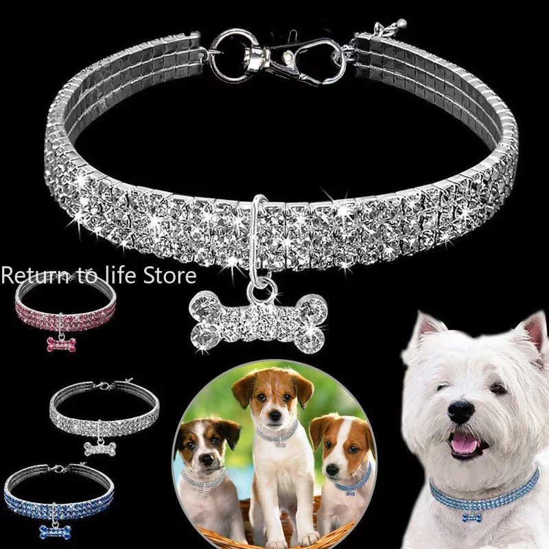 Fashion Cat Collar for Dog Bling Rhinestone Jewelry Chihuahua Crystal Jewelry Adjustable Chihuahua Pug Yorkie