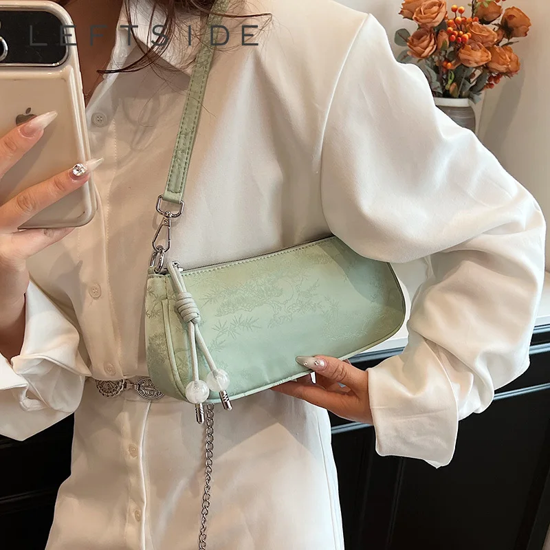 Chinese Style Small Cloth Underarm Bags for Women 2024 Luxury Designer Brand Fashion Handbags and Purses Quality Shoulder Bag