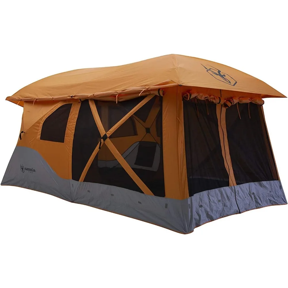 Plus Extra Large 4 to 8 Person Portable Pop Up Outdoor Shelter Camping Hub Tent with Rain Fly & Extended Screened In