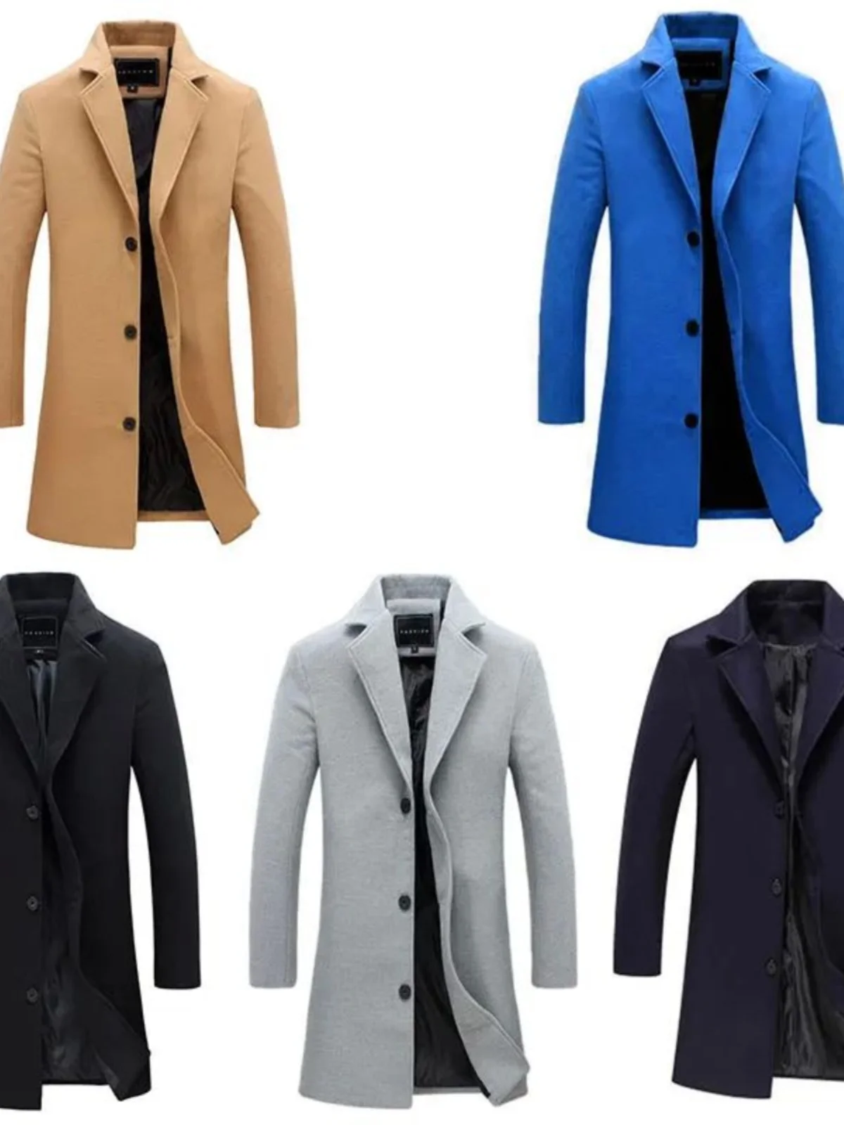 

Мужской приталенный тренч средней длины с воротником-стойкой на молнии, осенний сезон, современный стиль, длинный рукав