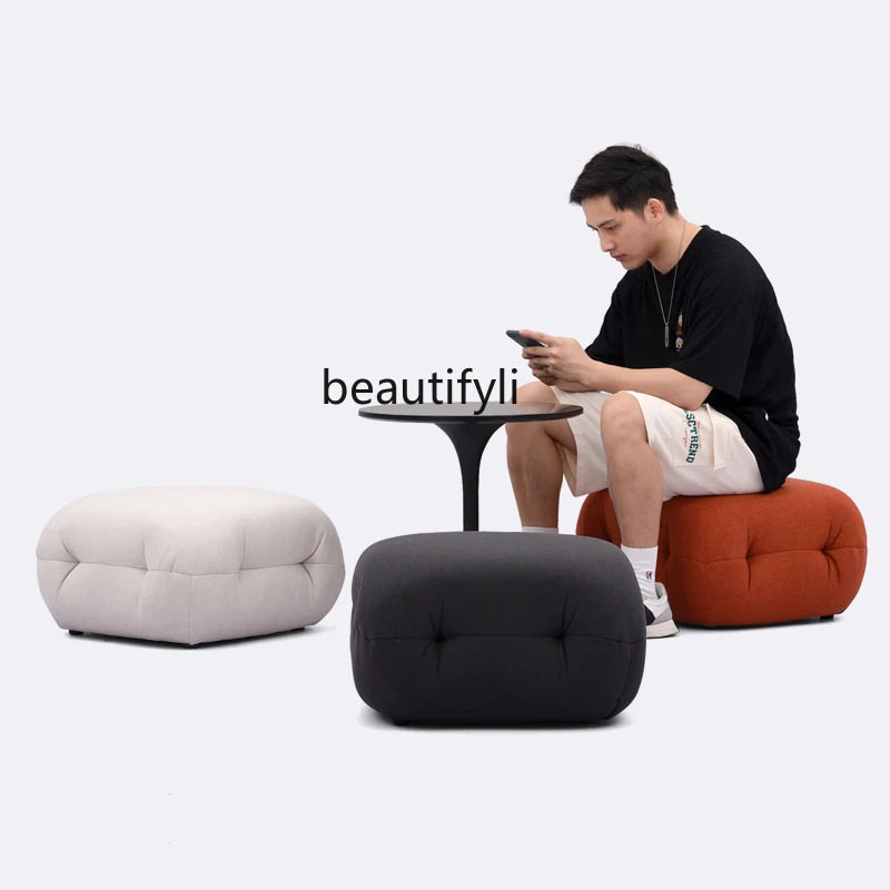 Lamb fleece sofa pier wabi sabi creative cloud stool bread-shaped seat pier shoe change low stool