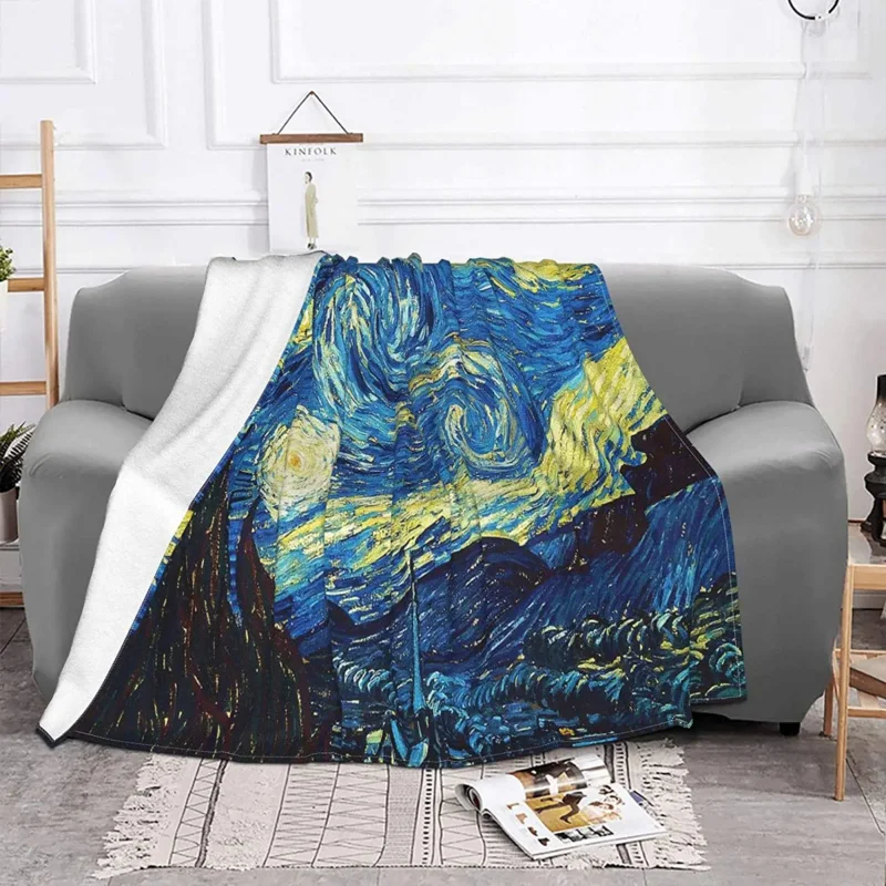 Van Gogh Art Throw Cobertor, Noite Estrelada Flanela, Velo, Super Macio, Cama, Sofá, Sofá, Pelúcia, Presente