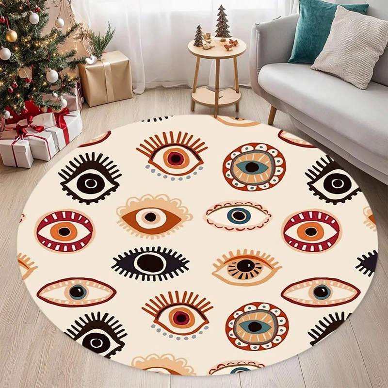 Karpet Bulat Geometris Modern  - Printed Rug Abstract ulasan dan harga