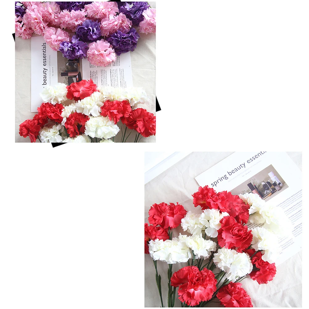 

18Pcs Artificial Carnation Silk Cloth Single Branch Bouquet Flowers for Home Office Festival Party Decoration Mother's Day Gift