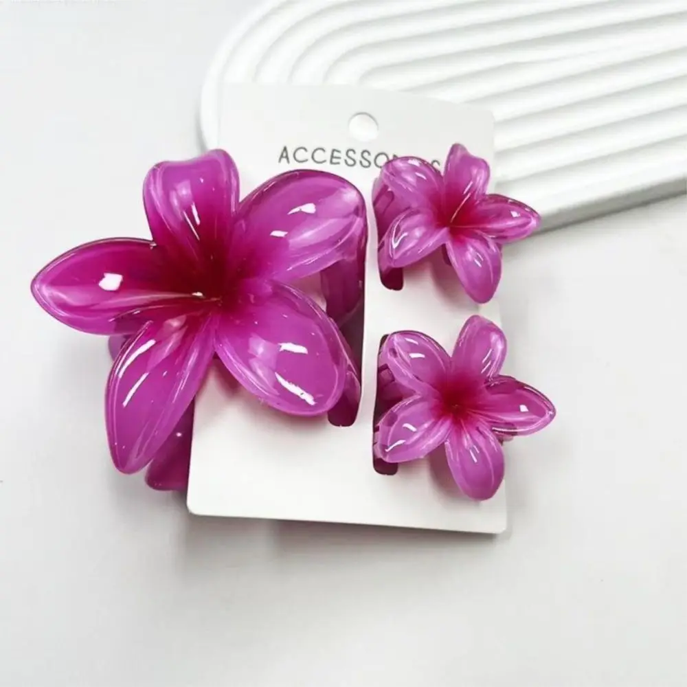 3Pcs/Set New Gradient Hair Claws Plumeria Flower Sweet Flower Hair Clips Acrylic Clamp Hawaiian Flower Hair Clip Summer