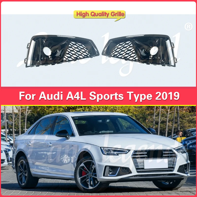 

Fog Light Lamp Cover for Audi A4L A4 B9 Sports Type 2019 Front Bumper Grill foglights headlights covers frame Black acessories