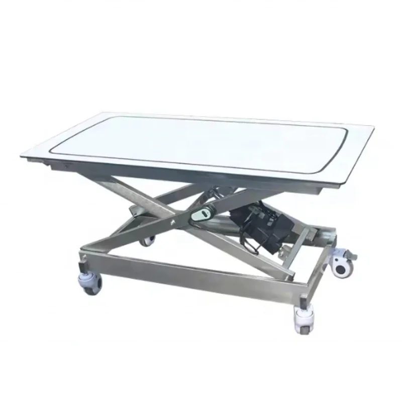 Veterinary Stainless Steel Medical Electric Lifting Stretcher Carbon Surface Equipment First Aid Cart For Pet Hospital