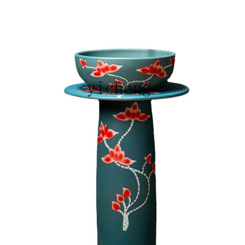 

Xl Art Ceramic Pedestal Pool Outdoor Balcony Floor-Standing Integrated Column Basin Courtyard