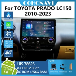 12.9inch Android14 For Toyota Prado LC150 2010-2023 Car Radio Multimedia Gps Navigation 7862s 8-core 8+256G 1920*1200 carplay