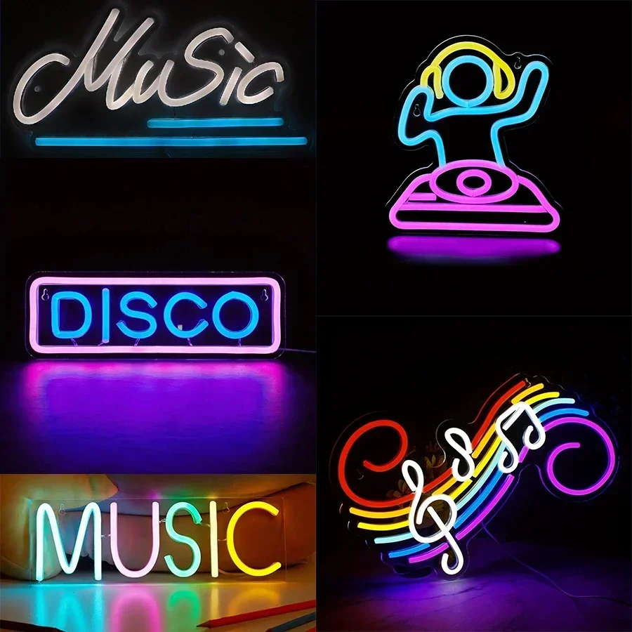 Music Neon Light,Neon Sign for Wall Decor,Neon Lights Sign for Bedroom Game Room Club Bar Party Decoration,Game Room Decor