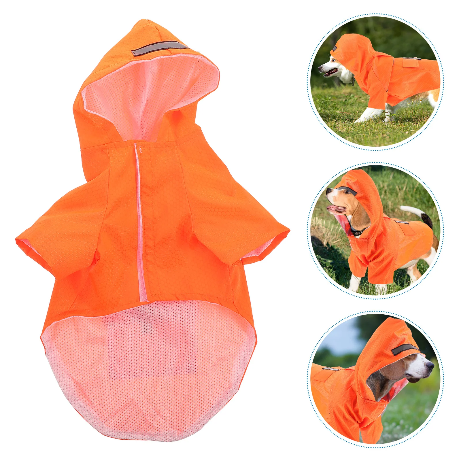 

Pet Dog Raincoat Waterproof Reflective Hooded Double Layer Outdoor Jacket For Dogs Walking Jogging Hunting In Rain Orange