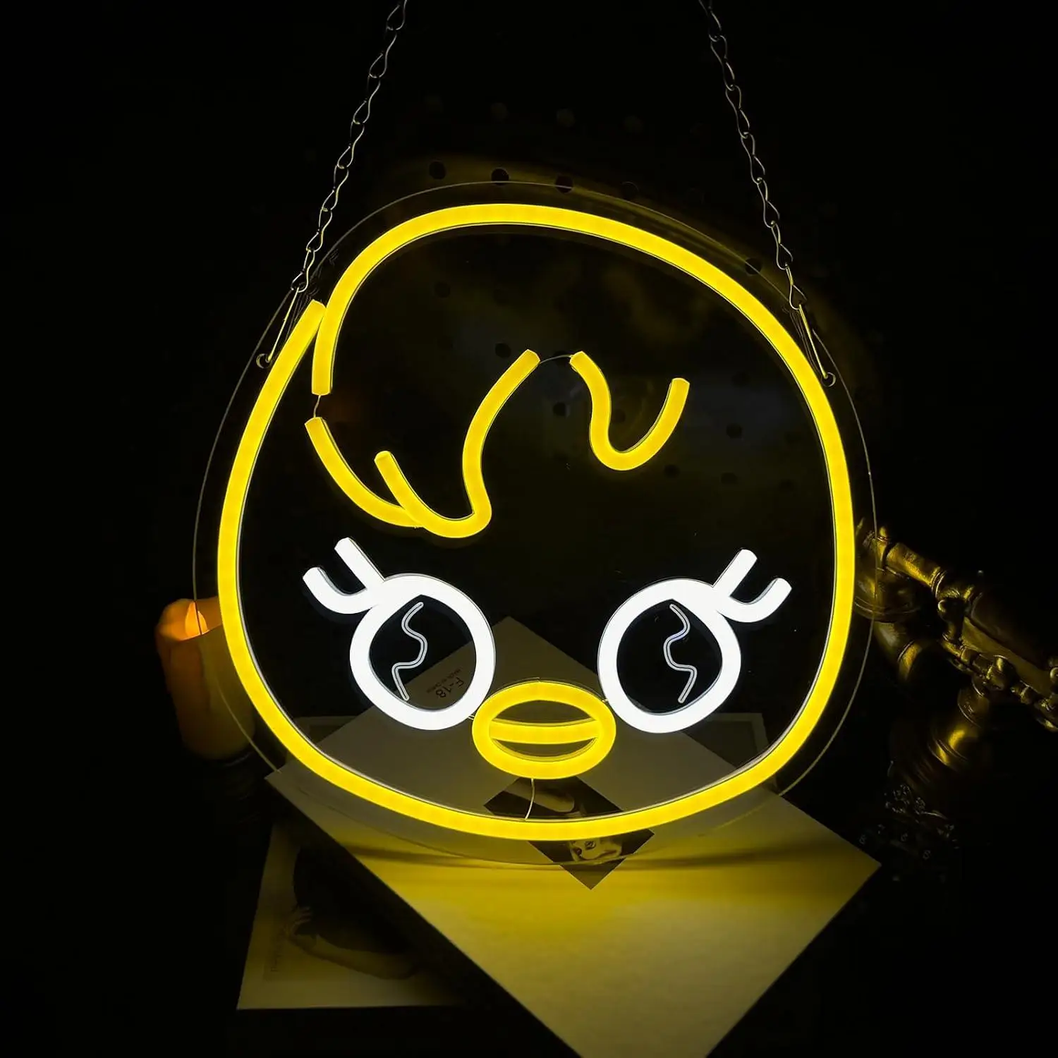 Cute Yellow Duck Neon Sign Dimmable LED Light for Bedroom Wall Decor Cozy Sleepover Mood Lamp Animal Themed Decor Night Light