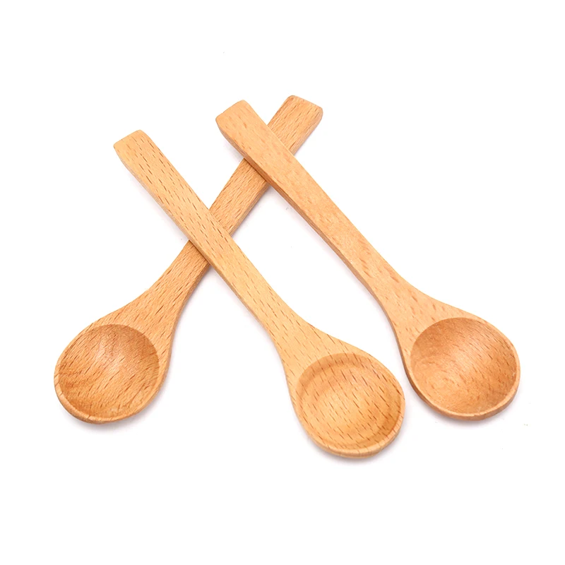 Cuchara redonda de madera de bambú para sopa, té, café, sal, utensilios de cocina, cubiertos, 1 unidad