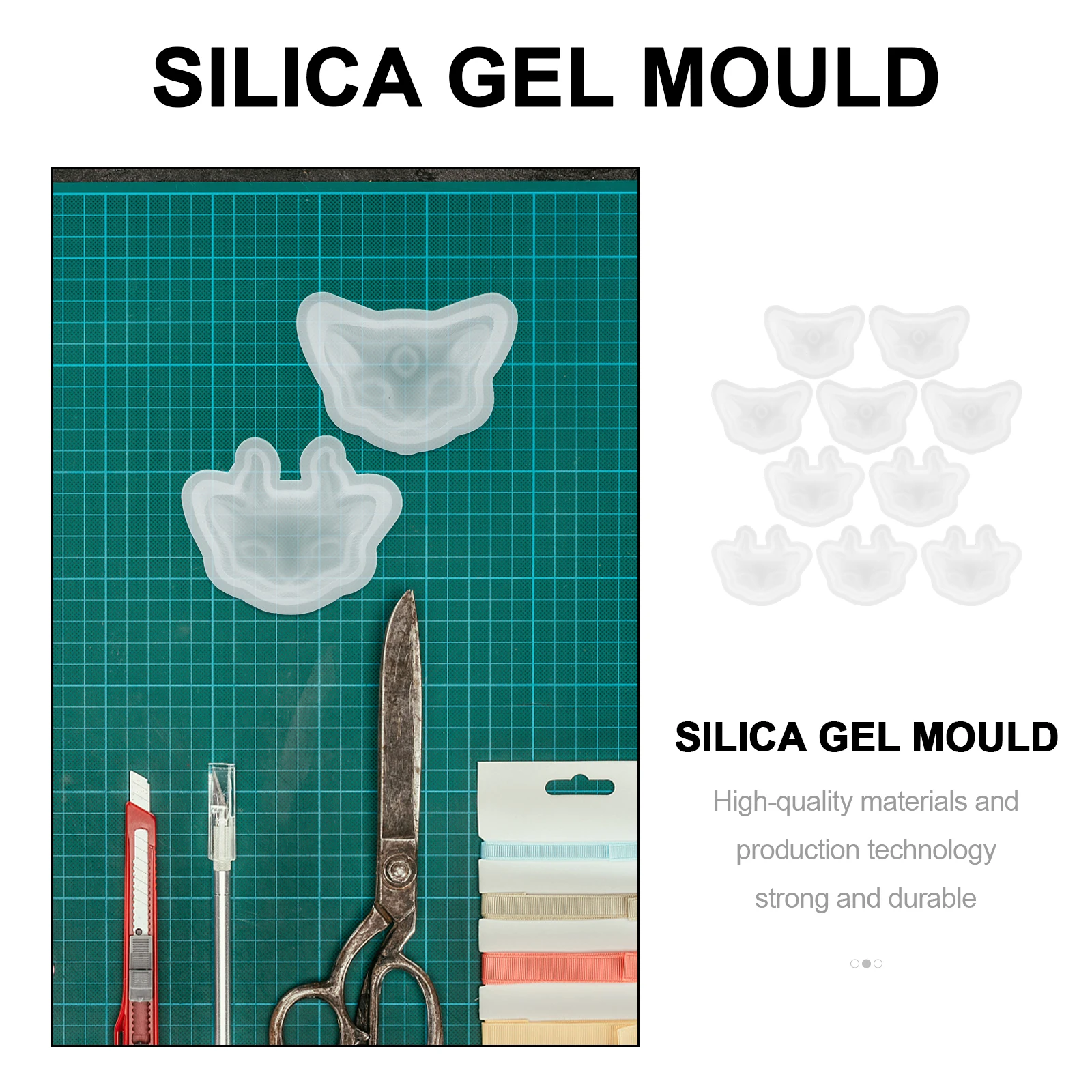 

10pcs Cat Head Mold Three Eye Horn Creative Diy Craft Mold For Resin Pendant Ornament Making Glitter Silicone Easy Release