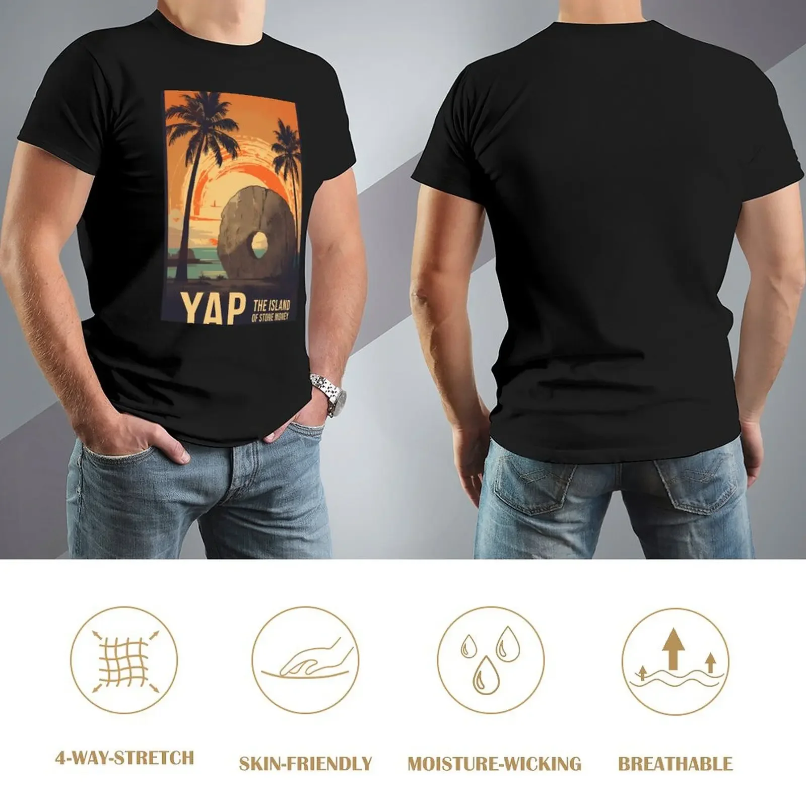 Yap, The Island of Stone Money T-shirt tops shirts grafische T-shirts effen heren t-shirt