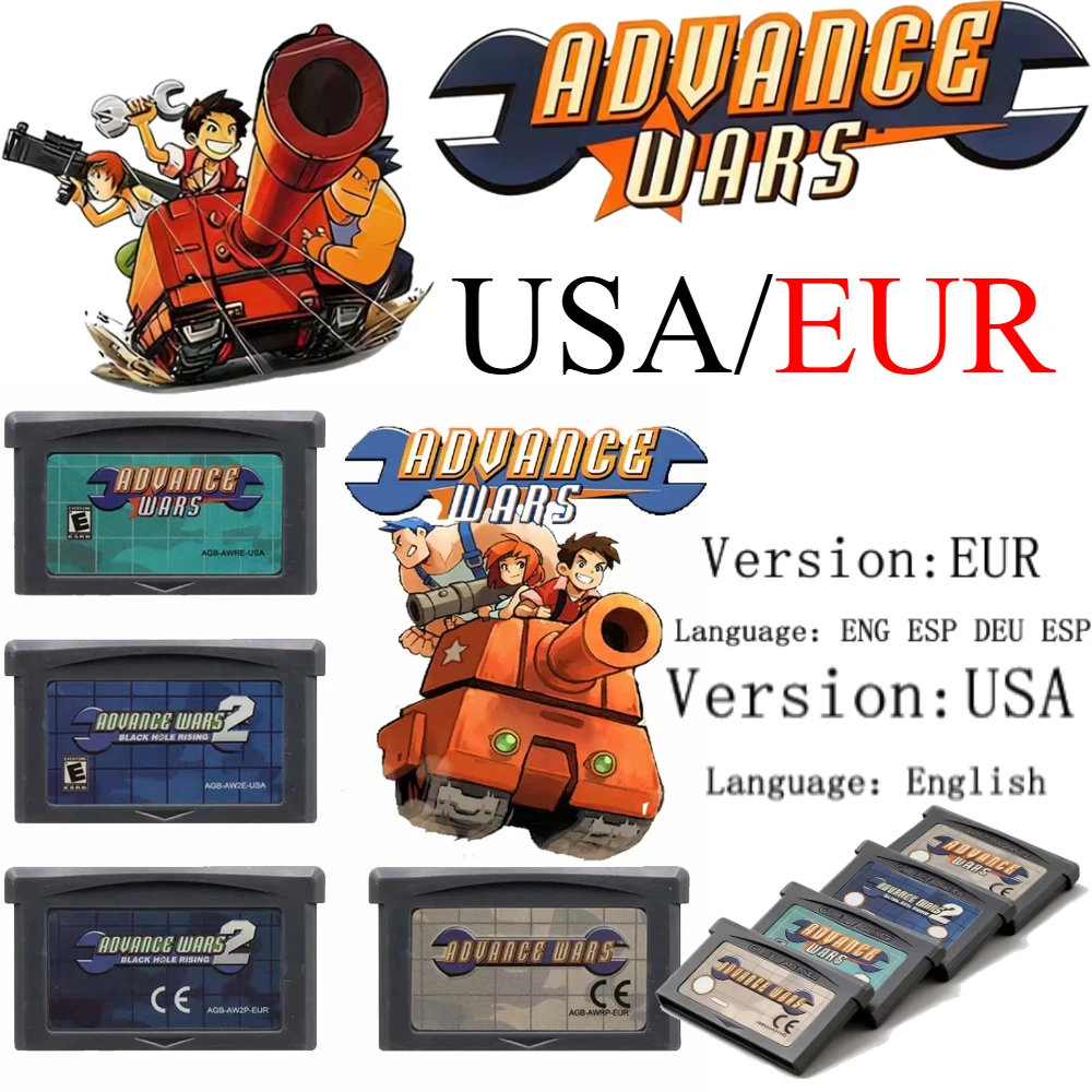 EUR/USA Version 32 Bit Video Game Console Card GBA Game Cartridge Advance Wars Series Advance Wars 2 Black Hole Rising  for GBA