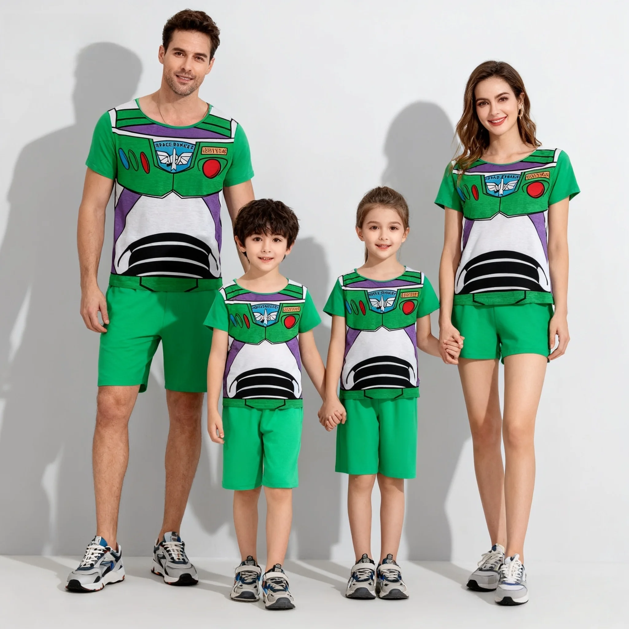 

2026 Model Year, комплект из 2 предметов, летняя футболка для косплея «История игрушек», одежда для сна, шорты, комплект для взрослых и детей