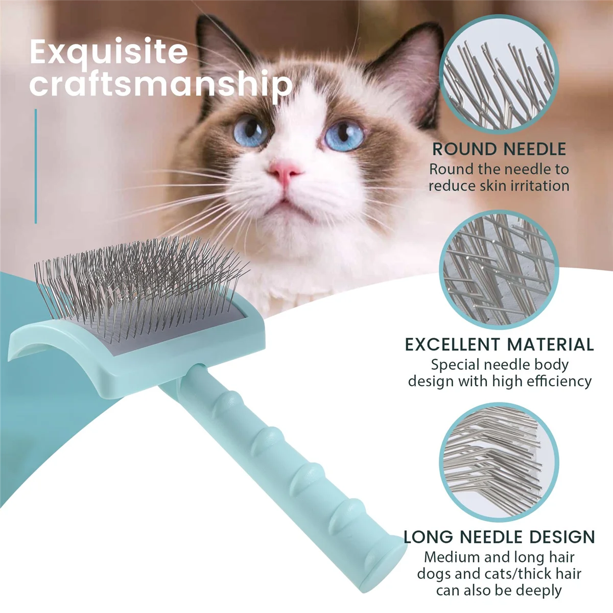 ใหม่ล่าสุด! แปรง Slicker แน่นสําหรับสุนัข - แปรง Slicker Pin ยาวพิเศษสําหรับสุนัขขนาดใหญ่ Pet Grooming แปรงลวดและการ Deshedding (สีเขียว)