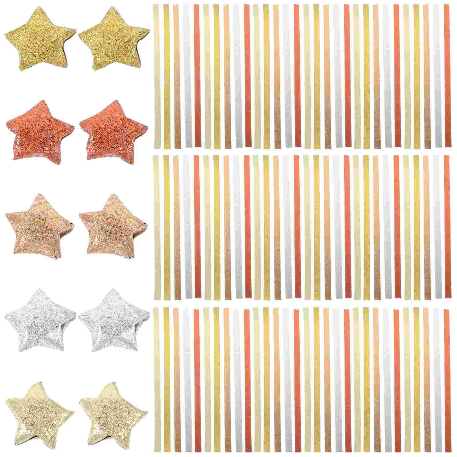 200 Pcs Origami Paper Lucky Star Material Kids Manual Glitter Papers Craft DIY Golden Supplies Child