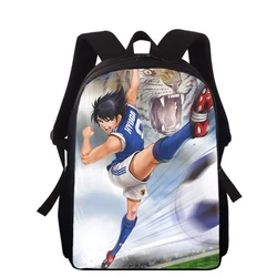 Anime Captain Tsubasa bolsa escolar para crianças, 3D Print, sacos de escola primária para meninos e meninas, mochila, estudantes, sacos de livros, 16