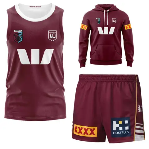 2026 Australia QLD Maroons rugby JERSEY shorts vest jacket man Women rugby shirt Hoodie t-shirt Woman kids jerseys