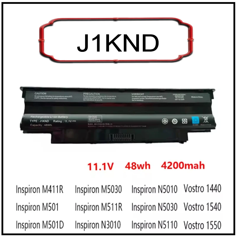 Batería de Iones de Litio J1KND para Portátil Dell Inspiron N4010 N3010D N3110 M411R M5010 M501D M501R M5030 M511RN4050 N4110 N5010 N5110 Nueva