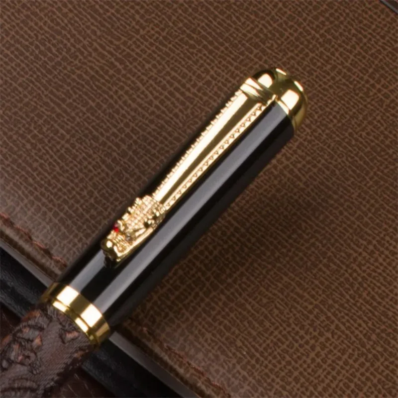 Luxury New brand classic dark red and black Leather grape pattern roller ball pen classic blance pen stationery Hot sell