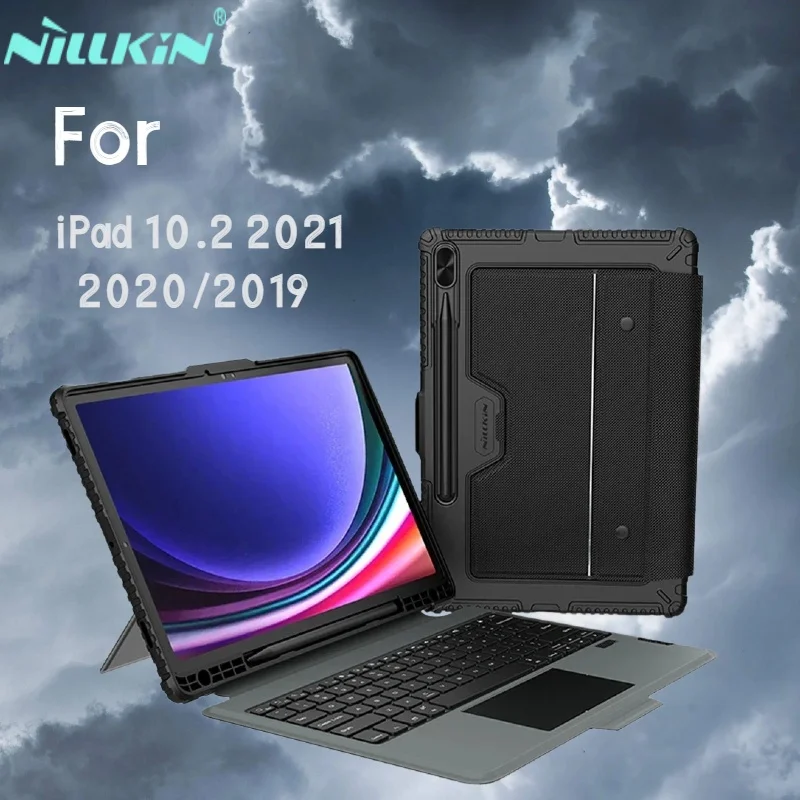 Nillkin Compatible with iPad 10.2 2021 2020 2019 Wireless Keyboard Backlit Keyboard Protective Case Multi-Angle Stand Flip Cover