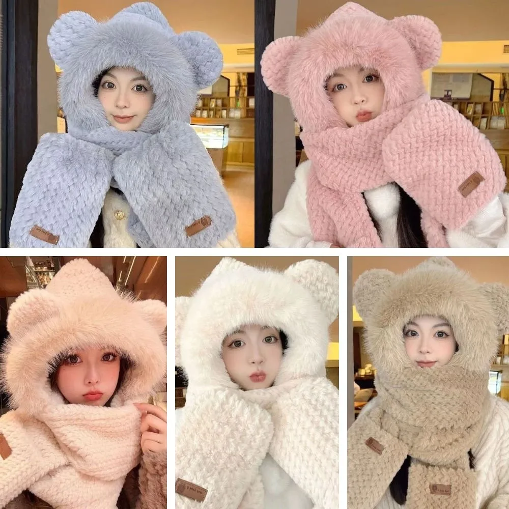 قبعات دافئة لحماية الأذن متعددة الاستخدامات، وشاح سميك للدفء، قبعات من قطعة واحدة مقاومة للرياح، قبعة واقية دافئة للشتاء