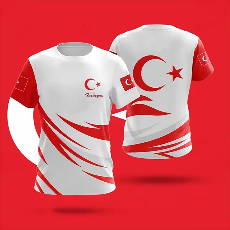 Tshirts Turkey Flag National Emblem 3D Print TShirt Summer T Shirt Fashion Kids Casual Oversized Boy Girl Round Neck Tees TShirt