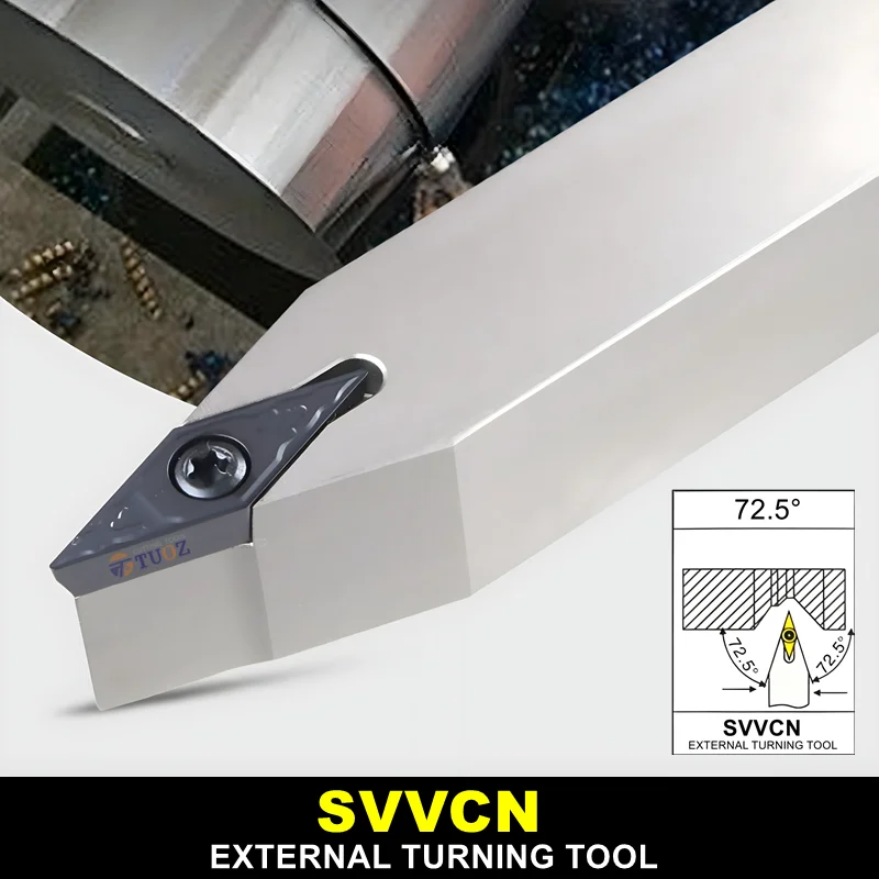 

SVVCN1212H11 SVVCN1616H11 SVVCN2020K11 SVVCN2525M11 SVVCN1616H16 SVVCN2020K16 SVVCN25 External Turning Tool Holder Lathe Cutter