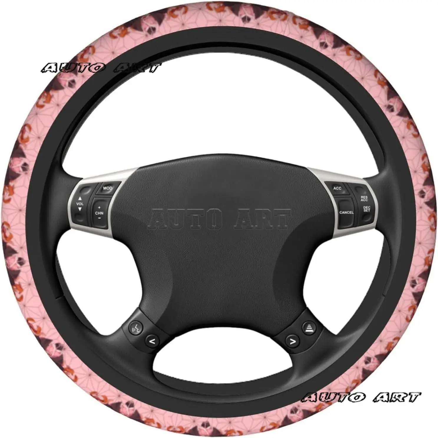 Demon Killer Anime Steering Wheel Cover Neoprene Steering Wheel Covers Universal 15 inch Car Accessories Black One Size