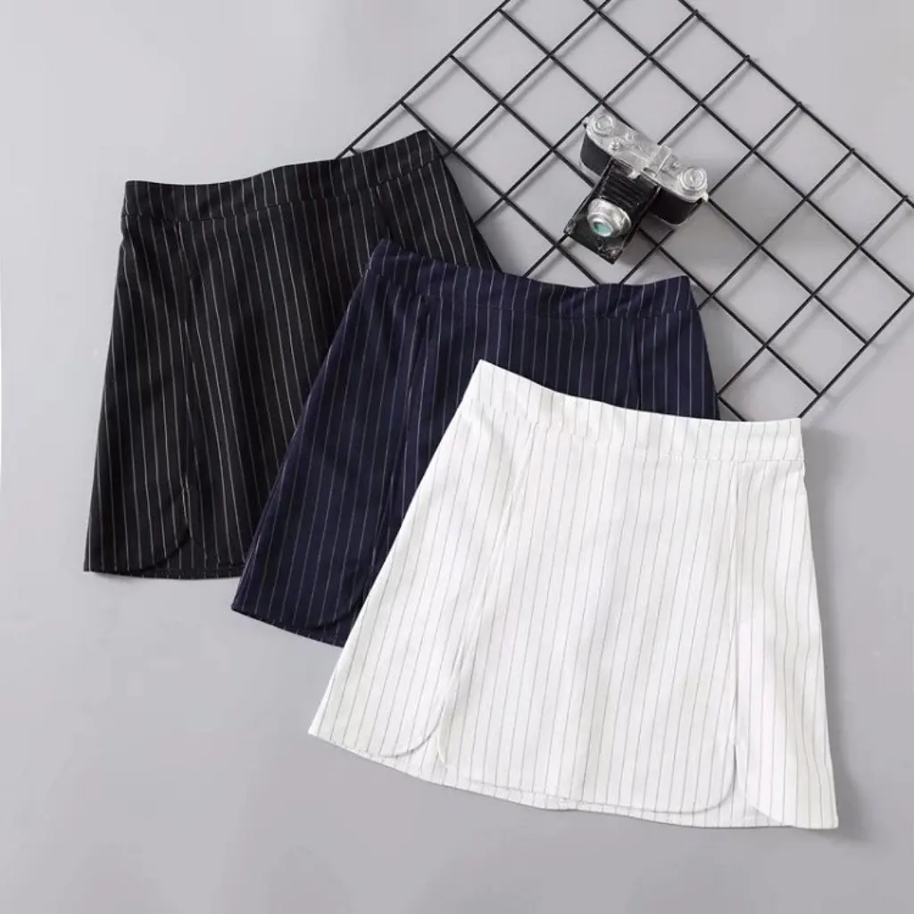 

YPFF Women's Slim Fit High Waist Skirt with Vertical Stripe Petals Side Split European And American Style Hip Skirt