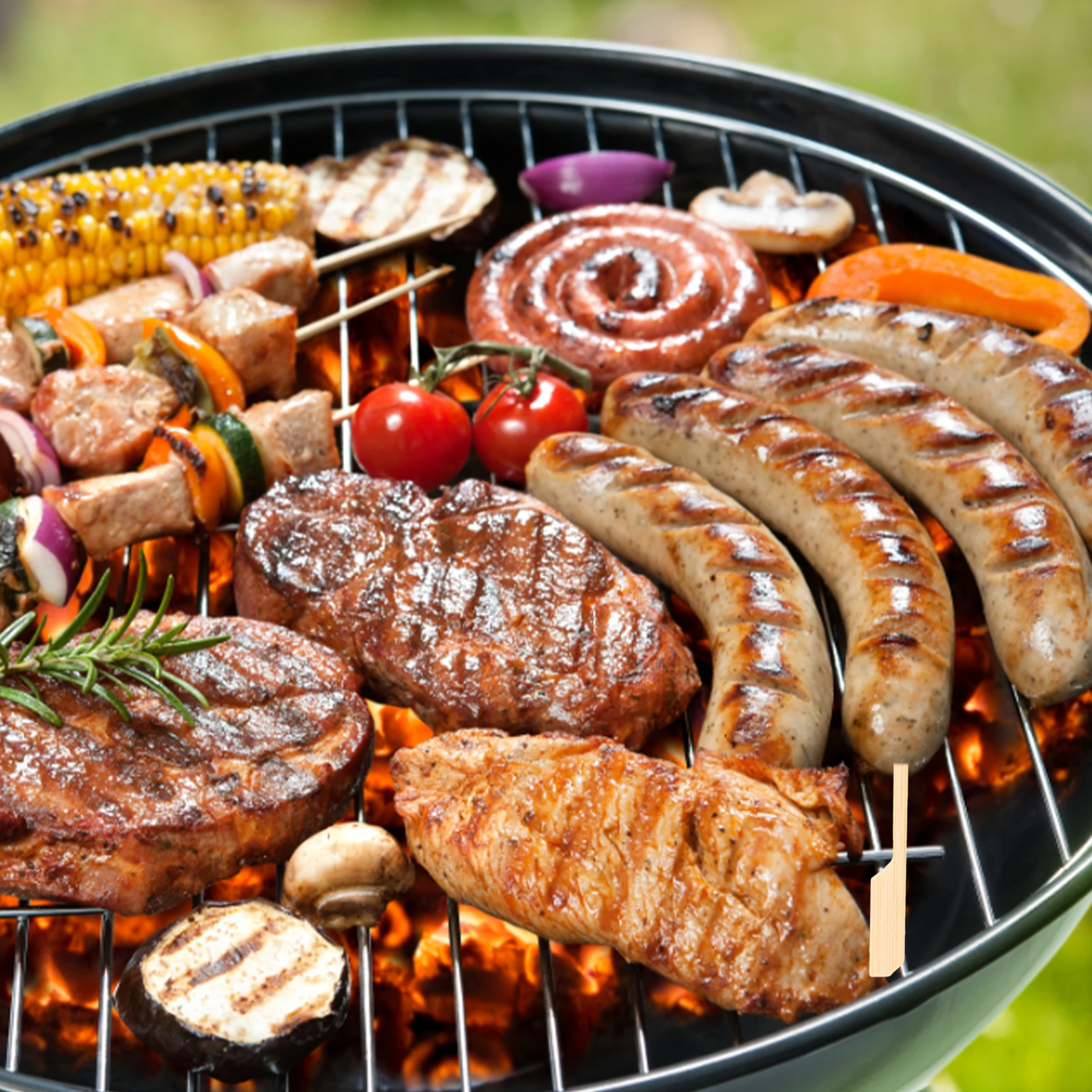 

200Pcs Bamboo Skewers Smooth Strong Lightweight Grill Sticks for Barbecue Hot Dog Marshmallow Fondue Oven Pan Cooking Eco