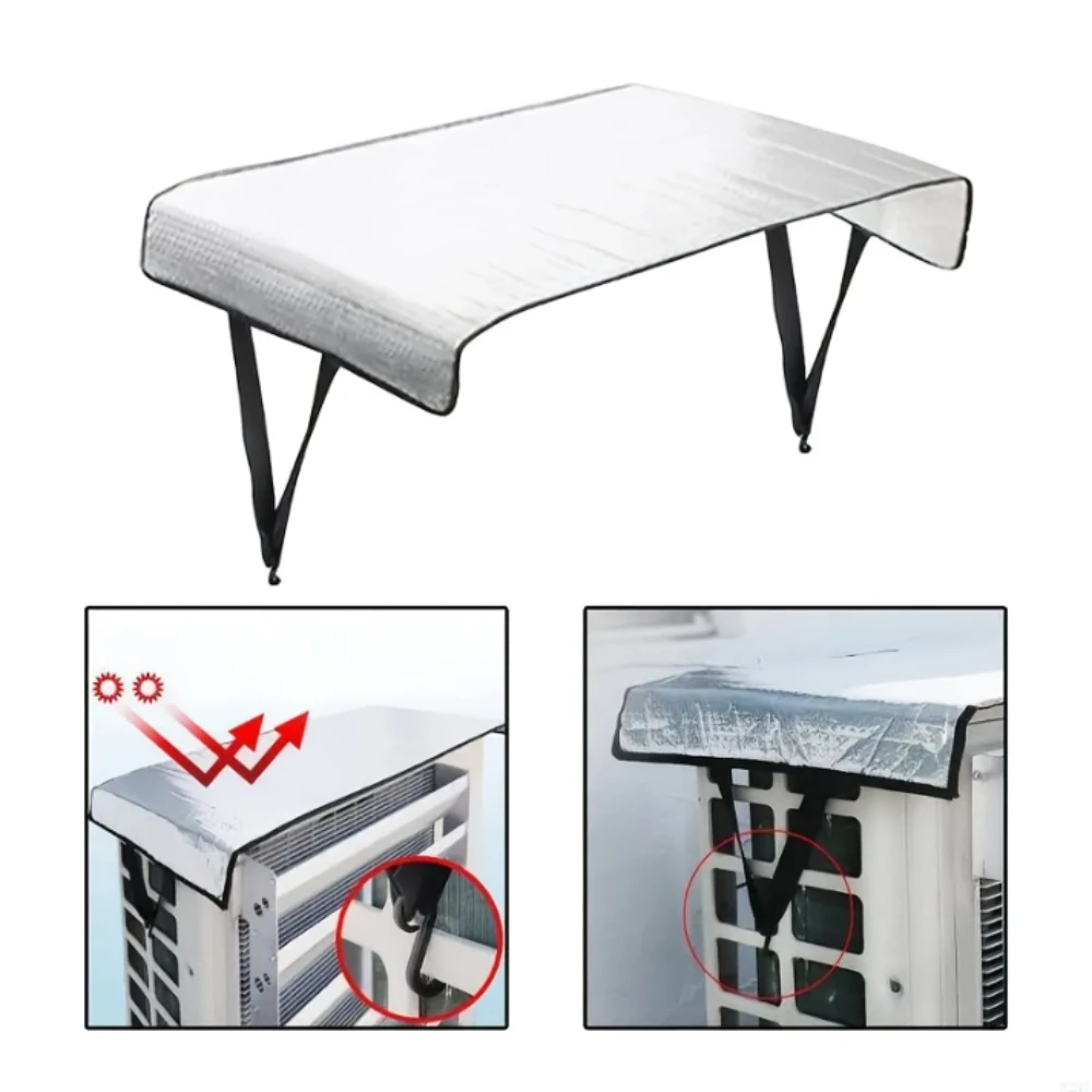 Housse de protection pour climatiseur extérieur domestique 95x46cm, en métal d'étain lourd avec fonction anti-pluie, résistante au soleil et à la poussière