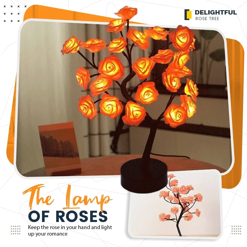 Forever Rose Tree Lamp Table Lamp USB Rechargeable Bedroom LED Simulation Rose Tree Lamp Decoration Night Lights