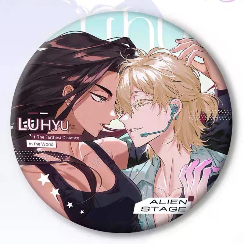 Korean Manhwa Alien Stage Lapel Pins Luka Hyuna Cartoon Badge Tinplate Round Brooch on Bag Jewelry Gift for Friend