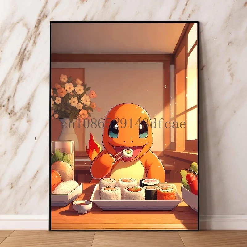 Japanese Classic Anime Pokemon Poster Decor Pikachu Bulbasaur Wall Art Canvas Painting Modern Dining Room Room Decorate Pictur