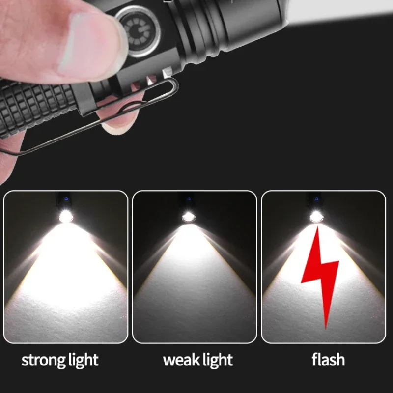 White Laser Flashlight LED Strong Light Multi-functional Ultra-bright Long-range Flashlight USB Charge Potable Mini Flashlight