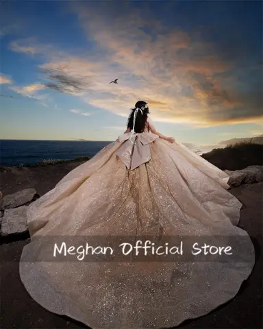 Champagnefärgad Hjärtformad Quinceanera Klänningar Balklänning Pärlapplikationer 2025 Födelsedagslyxig Klänning Rosett Festklänning Sweet 15 Anpassad 8 best sales champagnefärgade quinceanera-klänningar - №6