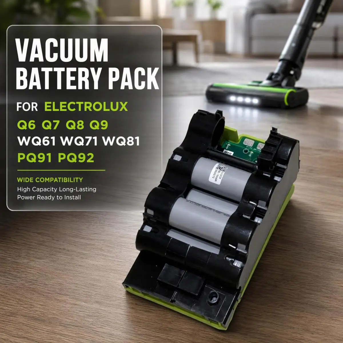 Replacement Battery Pack Compatible with Electrolux Cordless Vacuum Q6 Q7 Q8 Q9 WQ61 WQ71 WQ81 PQ91 PQ92