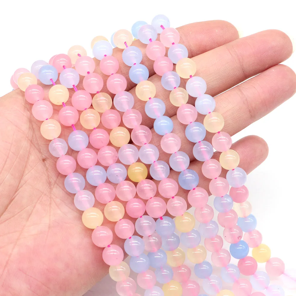 4/6/8/10mm Natural Stone Morganite Beads Round Loose Spacer Gemstone Beads For Jewelry Making DIY Bracelets Necklaces Ear Studs