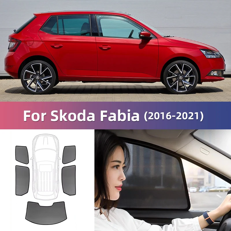 For Skoda Fabia NJ 2016-2021 Car Side Window Sunshade Windshield Magnetic Sun Shade Solar Protection Parasol Children Curtains